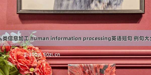 人类信息加工 human information processing英语短句 例句大全