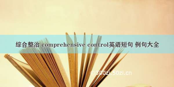 综合整治 comprehensive control英语短句 例句大全