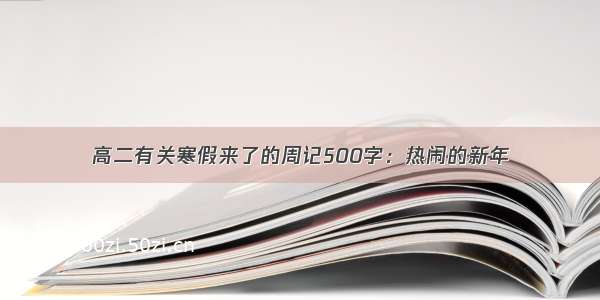 高二有关寒假来了的周记500字：热闹的新年