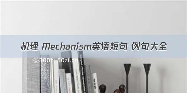 机理 Mechanism英语短句 例句大全