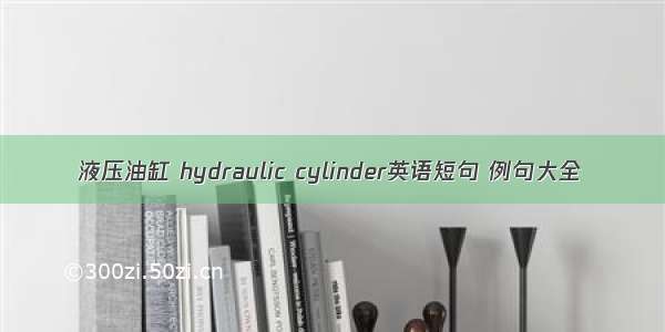 液压油缸 hydraulic cylinder英语短句 例句大全