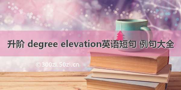 升阶 degree elevation英语短句 例句大全