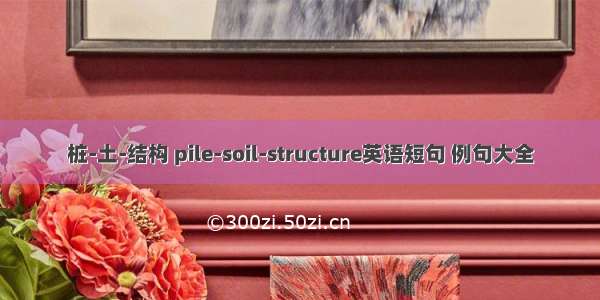 桩-土-结构 pile-soil-structure英语短句 例句大全