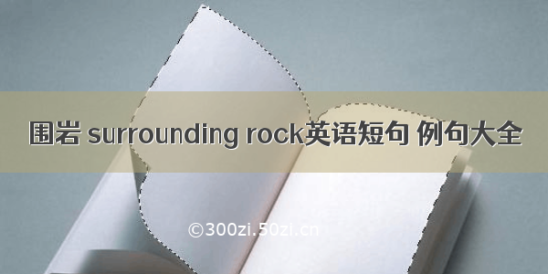 围岩 surrounding rock英语短句 例句大全