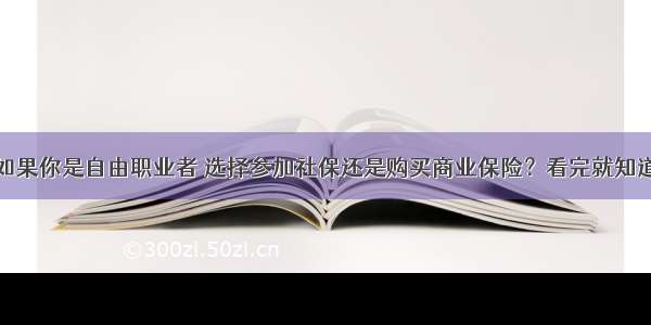 如果你是自由职业者 选择参加社保还是购买商业保险？看完就知道