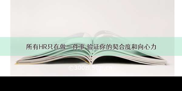 所有HR只在做一件事 验证你的契合度和向心力