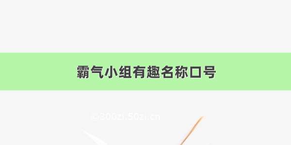 霸气小组有趣名称口号