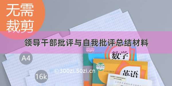 领导干部批评与自我批评总结材料