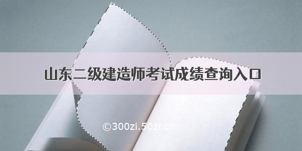 山东二级建造师考试成绩查询入口