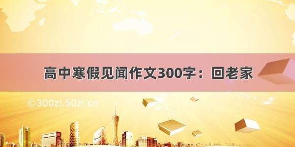 高中寒假见闻作文300字：回老家