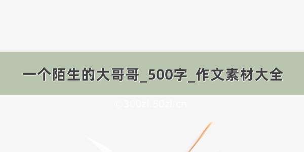 一个陌生的大哥哥_500字_作文素材大全