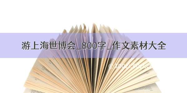 游上海世博会_800字_作文素材大全