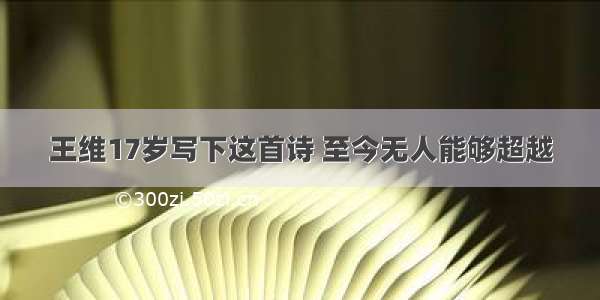 王维17岁写下这首诗 至今无人能够超越