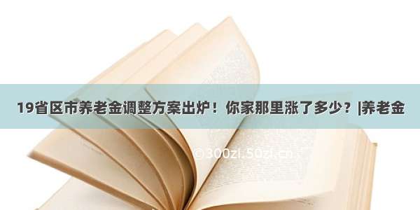 19省区市养老金调整方案出炉！你家那里涨了多少？|养老金