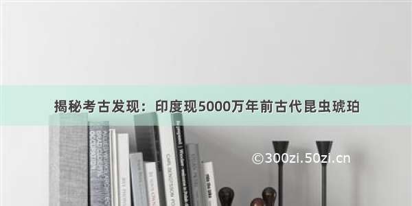 揭秘考古发现：印度现5000万年前古代昆虫琥珀