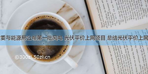 国家发改委与能源局公布第一批风电 光伏平价上网项目 总结光伏平价上网项目特点