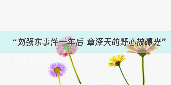 “刘强东事件一年后 章泽天的野心被曝光”