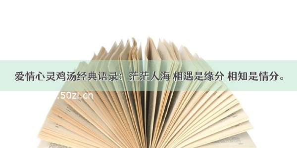 爱情心灵鸡汤经典语录：茫茫人海 相遇是缘分 相知是情分。