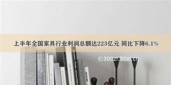 上半年全国家具行业利润总额达223亿元 同比下降6.1%