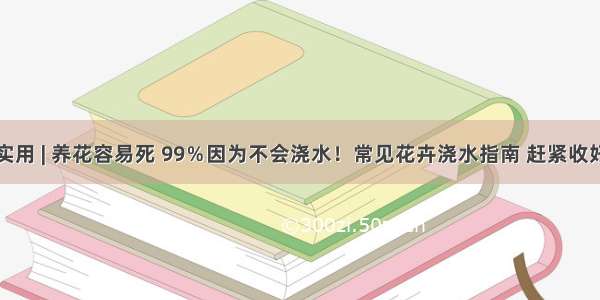 实用 | 养花容易死 99％因为不会浇水！常见花卉浇水指南 赶紧收好