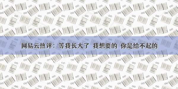 网易云热评：等我长大了  我想要的  你是给不起的