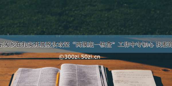 大方县东关乡在扎实开展脱贫攻坚“两摸底一核查”工作中守初心 找差距 抓落实