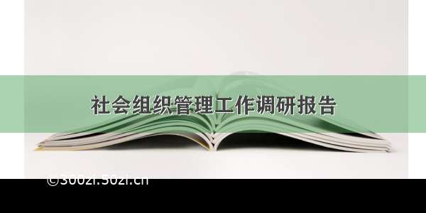 社会组织管理工作调研报告