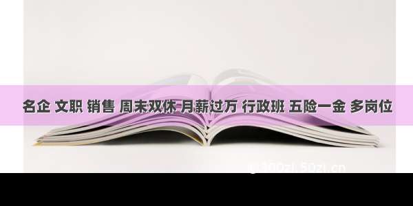 名企 文职 销售 周末双休 月薪过万 行政班 五险一金 多岗位