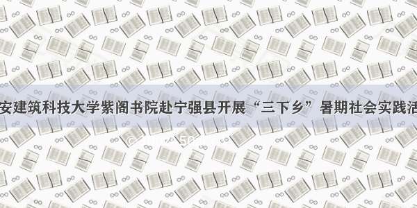 西安建筑科技大学紫阁书院赴宁强县开展“三下乡”暑期社会实践活动