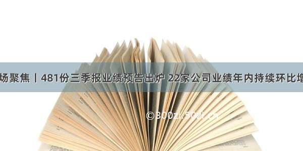 市场聚焦丨481份三季报业绩预告出炉 22家公司业绩年内持续环比增长