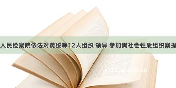 景洪市人民检察院依法对黄统等12人组织 领导 参加黑社会性质组织案提起公诉