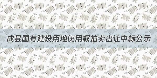 成县国有建设用地使用权拍卖出让中标公示