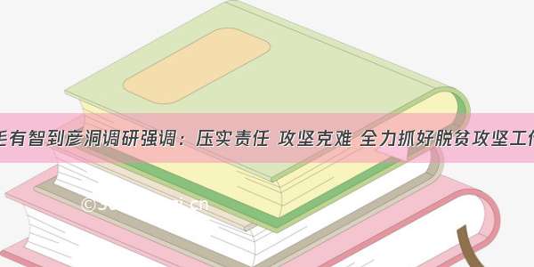 毛有智到彦洞调研强调：压实责任 攻坚克难 全力抓好脱贫攻坚工作