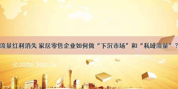 流量红利消失 家居零售企业如何做“下沉市场”和“私域流量”？