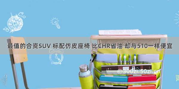 最值的合资SUV 标配仿皮座椅 比CHR省油 却与510一样便宜