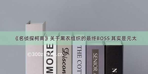 《名侦探柯南》关于黑衣组织的最终BOSS 其实是元太