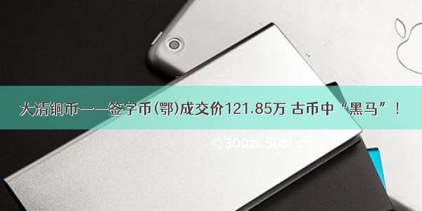 大清铜币——签字币(鄂)成交价121.85万 古币中“黑马”！