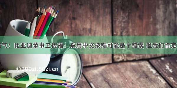 中国霸气！比亚迪董事王传福：采用中文按键可能是个错误 但我们肯定会坚持