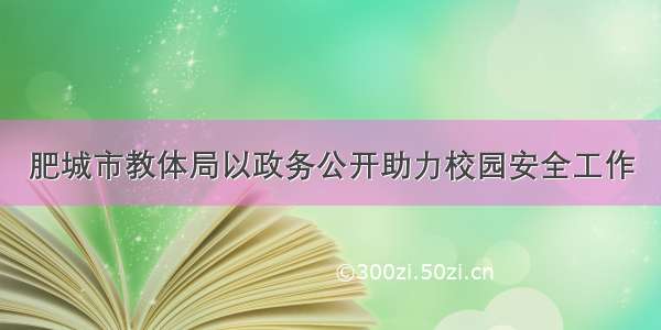 肥城市教体局以政务公开助力校园安全工作