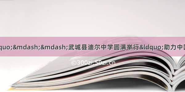 “爱心接力 一路同行”——武城县迪尔中学圆满举行“助力中国梦﹒雏鹰计划”大型公益