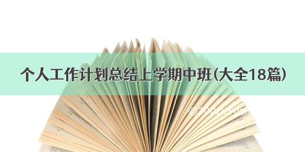 个人工作计划总结上学期中班(大全18篇)