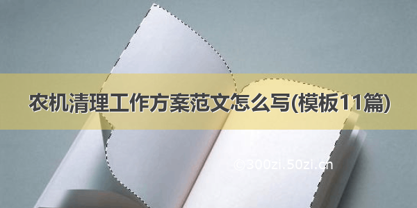 农机清理工作方案范文怎么写(模板11篇)