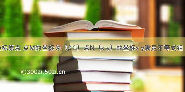 已知O为坐标原点 点M的坐标为（2 1）点N（x y）的坐标x y满足不等式组．则的取值