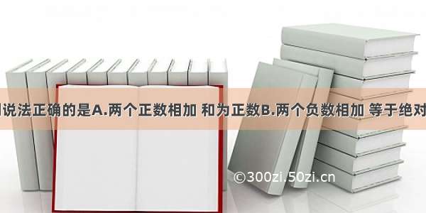 单选题下列说法正确的是A.两个正数相加 和为正数B.两个负数相加 等于绝对值相减C.两