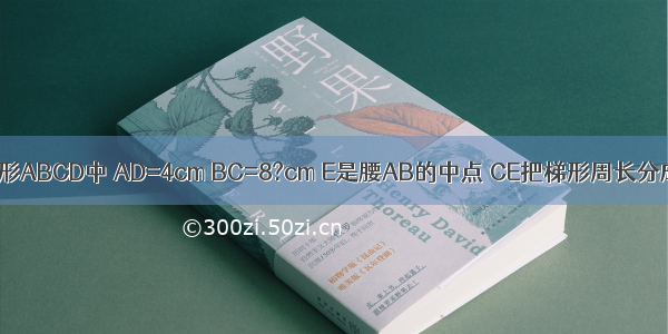 如图 等腰梯形ABCD中 AD=4cm BC=8?cm E是腰AB的中点 CE把梯形周长分成两部分 其