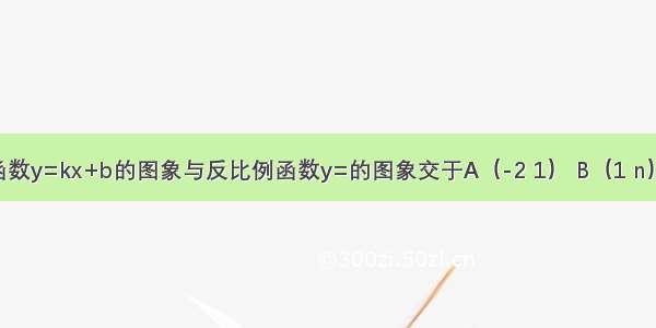 如图 一次函数y=kx+b的图象与反比例函数y=的图象交于A（-2 1） B（1 n）两点．（1