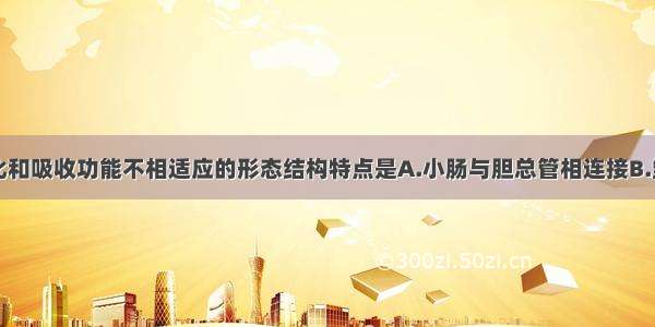 与小肠消化和吸收功能不相适应的形态结构特点是A.小肠与胆总管相连接B.皱襞表面有