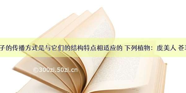 果实和种子的传播方式是与它们的结构特点相适应的 下列植物：虞美人 苍耳 蒲公英 