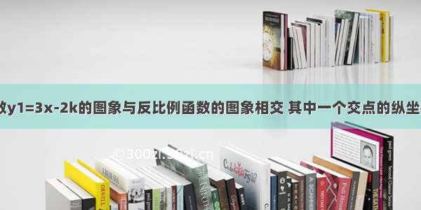 已知一次函数y1=3x-2k的图象与反比例函数的图象相交 其中一个交点的纵坐标为6．（1）