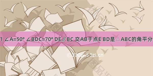 （1）如图1 ∠A=50° ∠BDC=70° DE∥BC 交AB于点E BD是△ABC的角平分线．求△BD